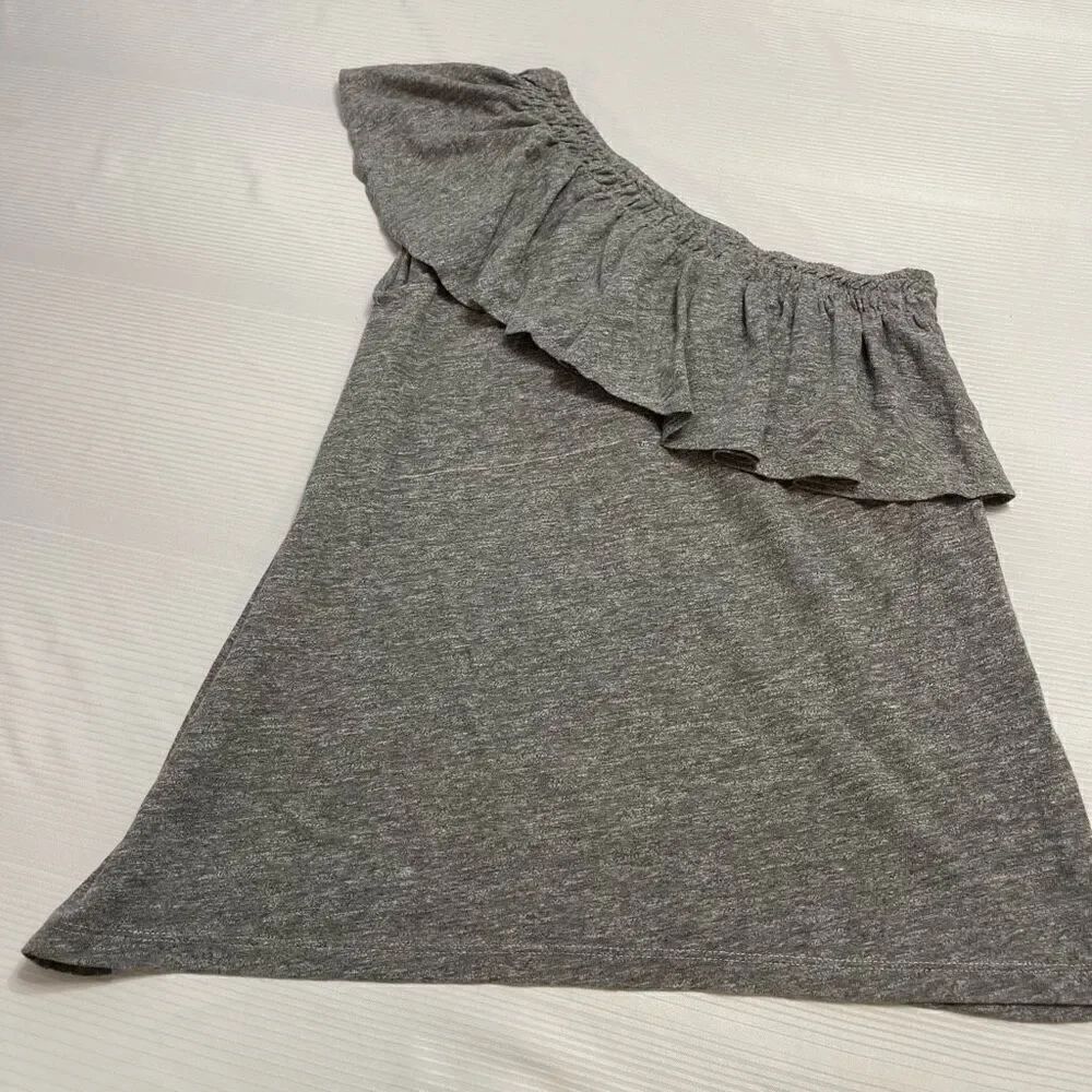 Sundry Grey Off Shoulder Ruffle Top Size 2 Medium New